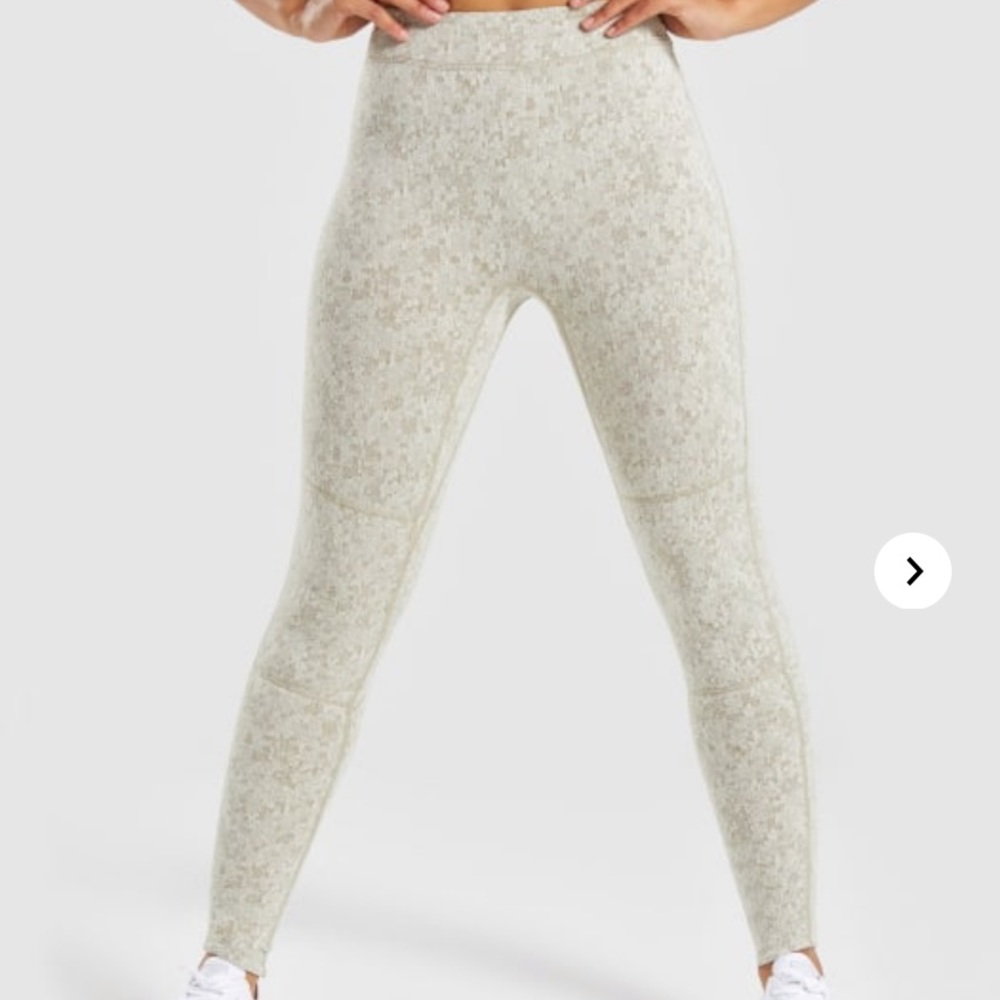 Gym Shark Fleur Texture Leggings - Khaki